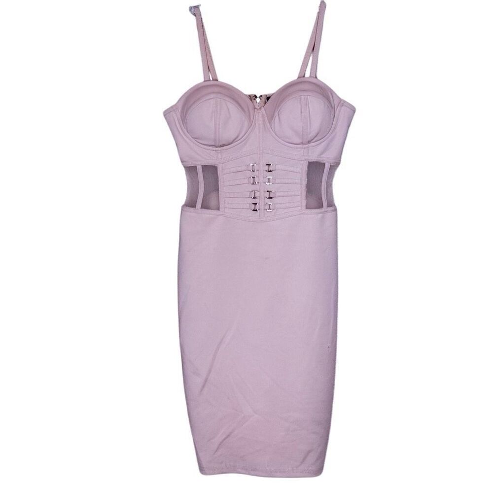 Entry Purple Sleeveless Corset Mini Bodycon Dress Size S Mesh Trim Party Sexy